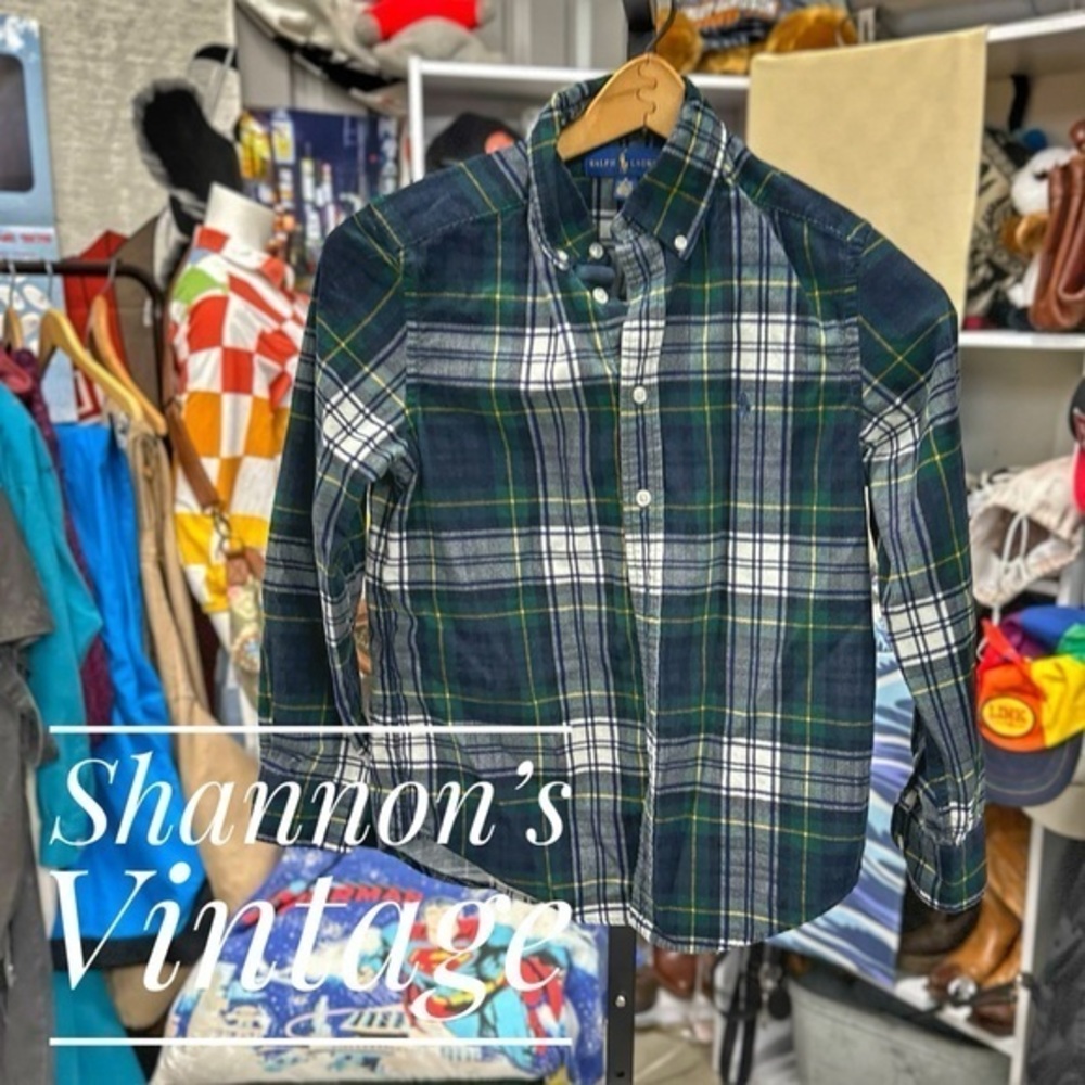 Polo Ralph Lauren boys sz medium plaid thick button shirt A12